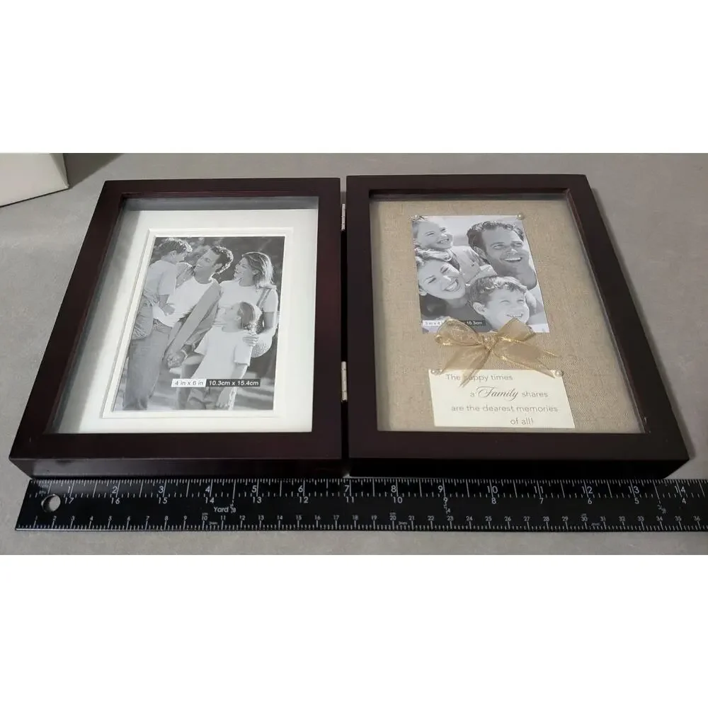 NIB American Greetings Special Memories Hinged Photo Frame & Shadow Box Burlap